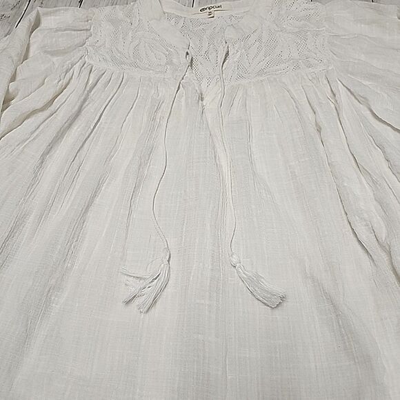 Rip Curl Boho Women's Top XS Cotton Lace Fairycore Flowy Tassels Bell Sleeves - Picture 11 of 11